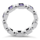 Sterling Silver Princess Cut Amethyst Eternity CZ Ring