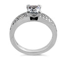 Sterling Silver Asscher Cut Clear CZ Engagement Ring