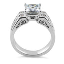 Sterling Silver Princess Cut Clear CZ Engagement Ring