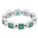 Sterling Silver Princess Cut Emerald Eternity CZ Ring