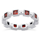 Sterling Silver Princess Cut Garnet Eternity CZ Ring