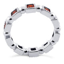 Sterling Silver Princess Cut Garnet Eternity CZ Ring