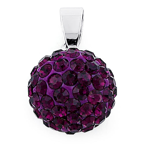 Sterling Silver Purple CZ Ball Pendant