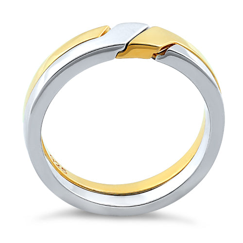 Sterling Silver Puzzle Gold Plated Two-Tone Ring