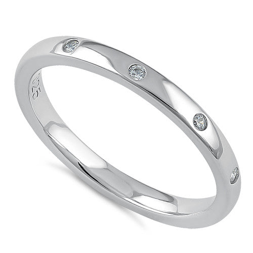 Sterling Silver Quadruplet Round Cut Clear CZ Ring