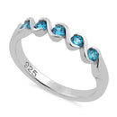 Sterling Silver Quintuple Aqua Blue CZ Ring