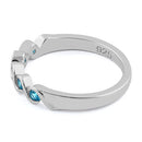 Sterling Silver Quintuple Aqua Blue CZ Ring