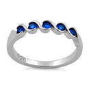 Sterling Silver Quintuple Blue Spinel CZ Ring