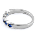 Sterling Silver Quintuple Blue Spinel CZ Ring
