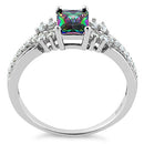Sterling Silver Rainbow Topaz Cubic Zirconia Ring