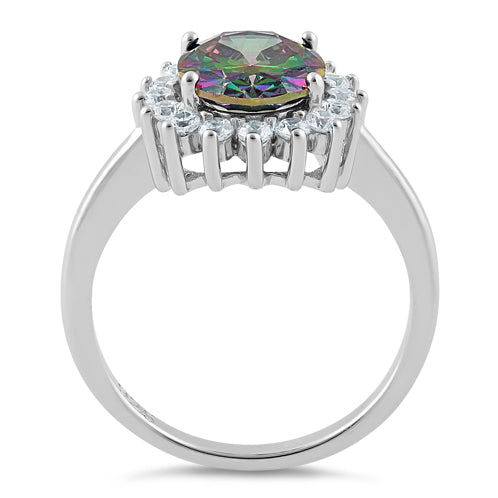 Sterling Silver Rainbow Topaz CZ Ring