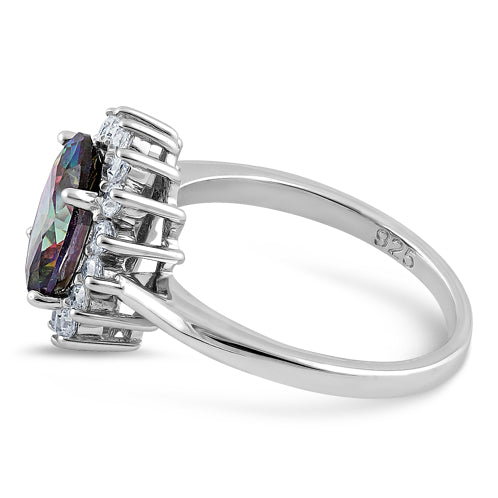 Sterling Silver Rainbow Topaz CZ Ring