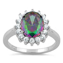 Sterling Silver Rainbow Topaz CZ Ring