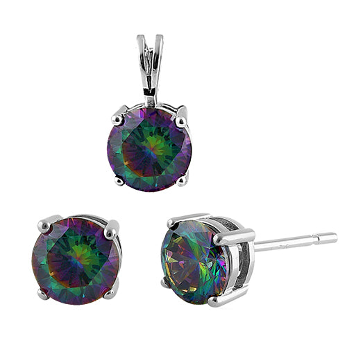 Sterling Silver Rainbow Topaz CZ Set