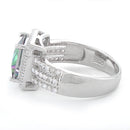Sterling Silver Rainbow Topaz Princess Cut CZ Ring