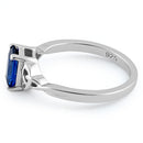 Sterling Silver Rectangle Blue Spinel Celtic CZ Ring
