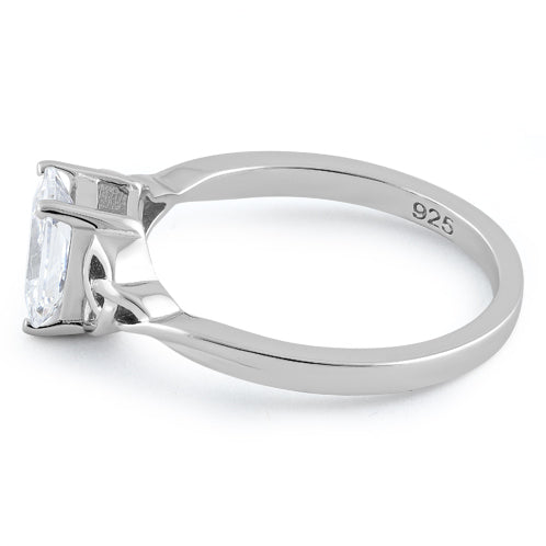Sterling Silver Rectangle Clear Celtic CZ Ring