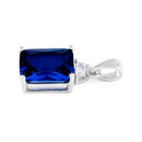 Sterling Silver Rectangular Blue Sapphire CZ Pendant