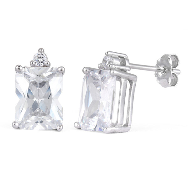 Sterling Silver Rectangular Clear CZ Earrings