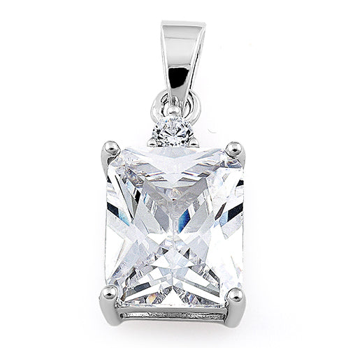 Sterling Silver Rectangular Clear CZ Pendant