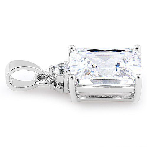 Sterling Silver Rectangular Clear CZ Pendant