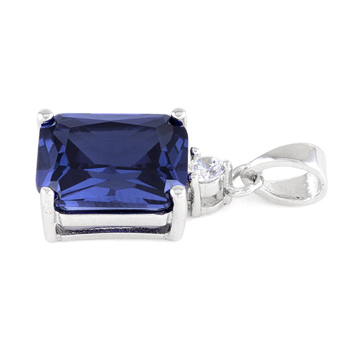 Sterling Silver Rectangular Tanzanite CZ Pendant