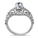 Sterling Silver Regal Marquise Cut Engagement CZ Ring