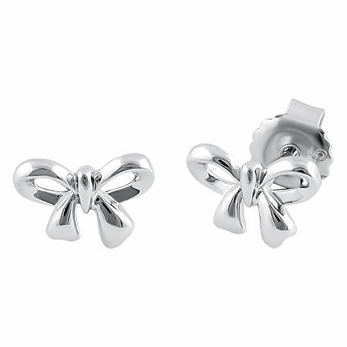 Sterling Silver Ribbon Stud Earrings