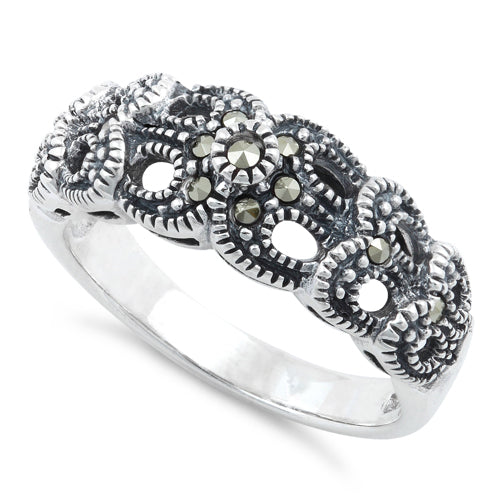 Sterling Silver Ribbons Marcasite Ring