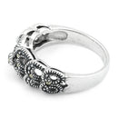 Sterling Silver Ribbons Marcasite Ring