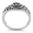 Sterling Silver Rope Amethyst CZ Ring