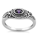 Sterling Silver Rope Amethyst CZ Ring