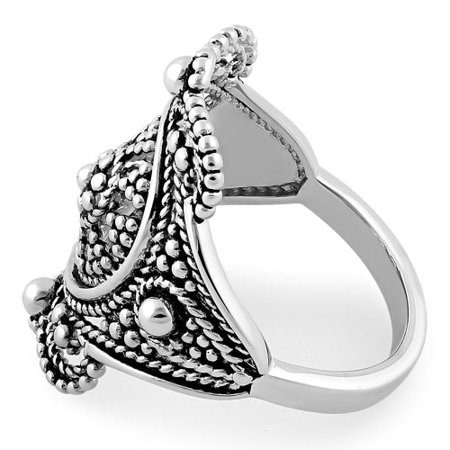 Sterling Silver Rope Beaded Ring