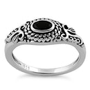 Sterling Silver Rope Black CZ Ring