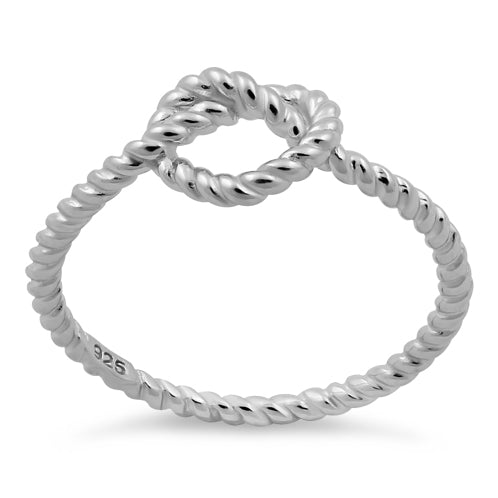 Sterling Silver Rope Heart Knot Shape Ring
