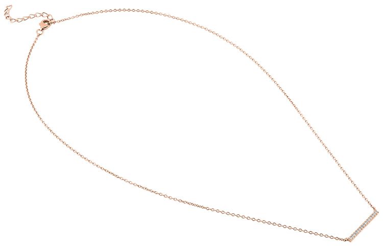 Sterling Silver Rose Gold Bar CZ Necklace