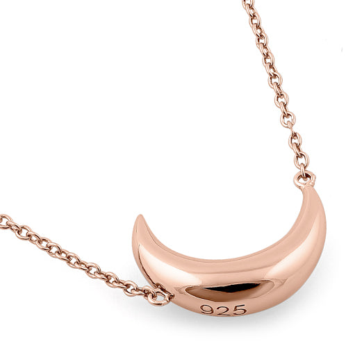 Sterling Silver Rose Gold Half Moon Necklace