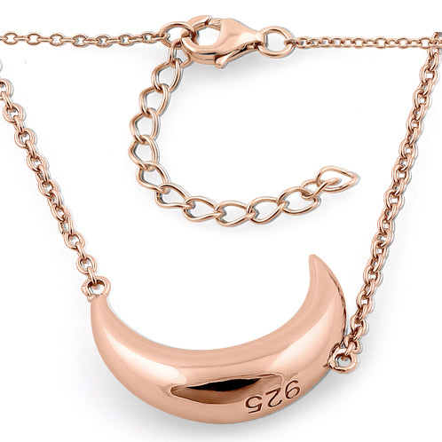 Sterling Silver Rose Gold Half Moon Necklace