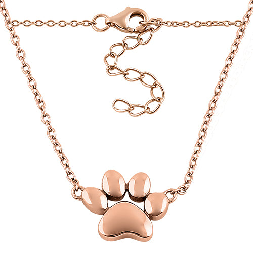 Sterling Silver Rose Gold Paw Necklace