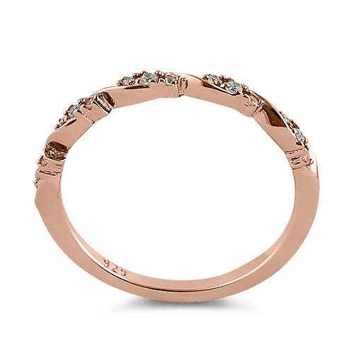 Sterling Silver Rose Gold Plated Dainty Clear CZ Ring