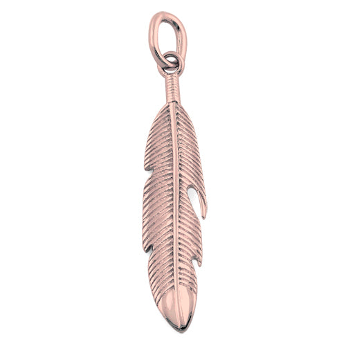 Sterling Silver Rose Gold Plated Feather Pendant