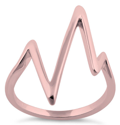 Sterling Silver Rose Gold Plated Heartbeat Ring