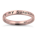 Sterling Silver Rose Gold Plated "You Are My Sunshine, My Only Sunshine" Ring