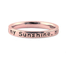 Sterling Silver Rose Gold Plated "You Are My Sunshine, My Only Sunshine" Ring