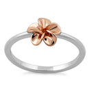 Sterling Silver Rose Gold Plumeria Ring