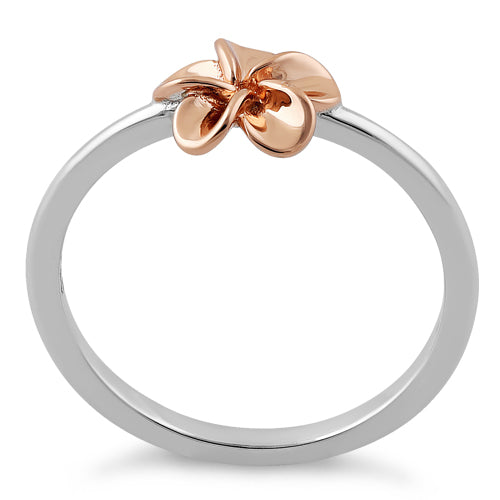 Sterling Silver Rose Gold Plumeria Ring