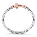 Sterling Silver Rose Gold Two Tone Cross Ring