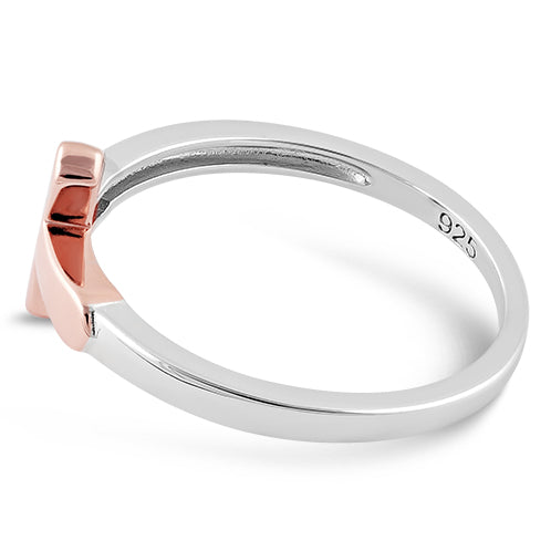 Sterling Silver Rose Gold Two Tone Cross Ring