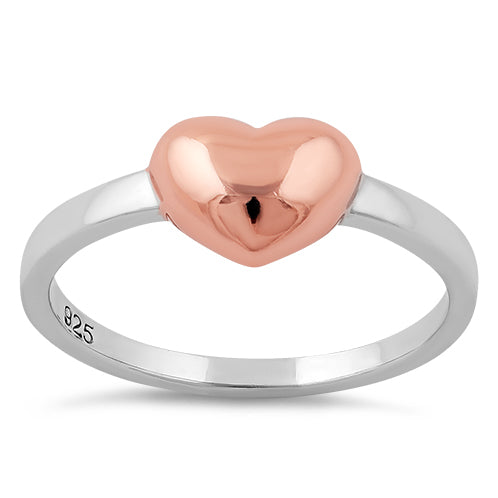Sterling Silver Rose Gold Two Tone Heart Ring