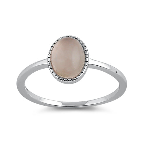 Sterling Silver Rose Qwartz Oval Stone Ring